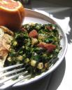 Slivered Dandelion Greens with Chorizo