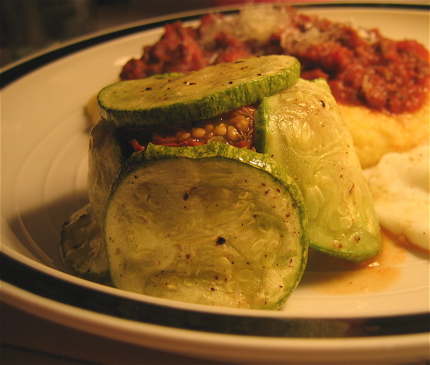 Summer Squash and Roasted Tomato Timbale